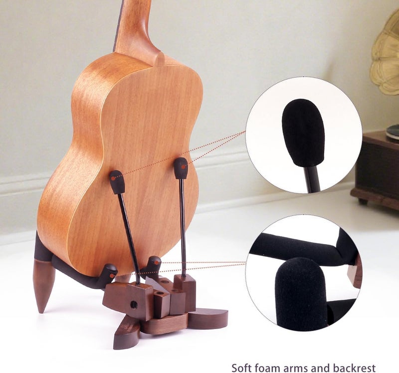 DIDA Foldable Wooden Ukulele Stand - Compact and Portable Storage for Ukulele, Mandolin and Violin Sturdy Design - Perfect for Home, Studio, or Concert Use (American Black Walnut) - Image 3
